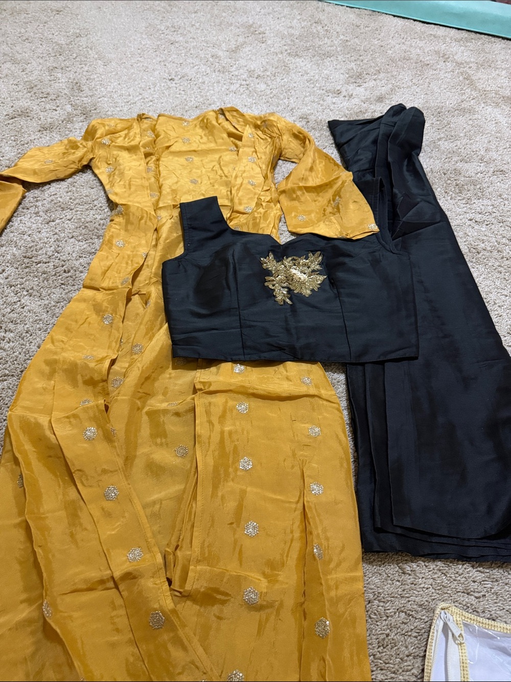 Women's indian Mustard Yellow & Black indo western
